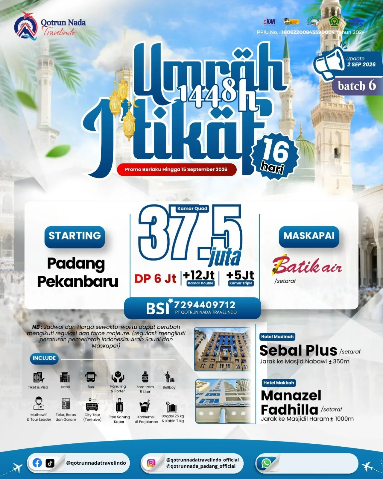 Itinerary UMROH 16 ITIKAF RAMADHAN 1448H