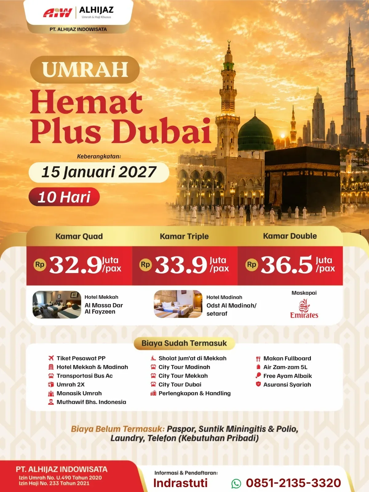 UMRAH HEMAT PLUS DUBAI 10HR