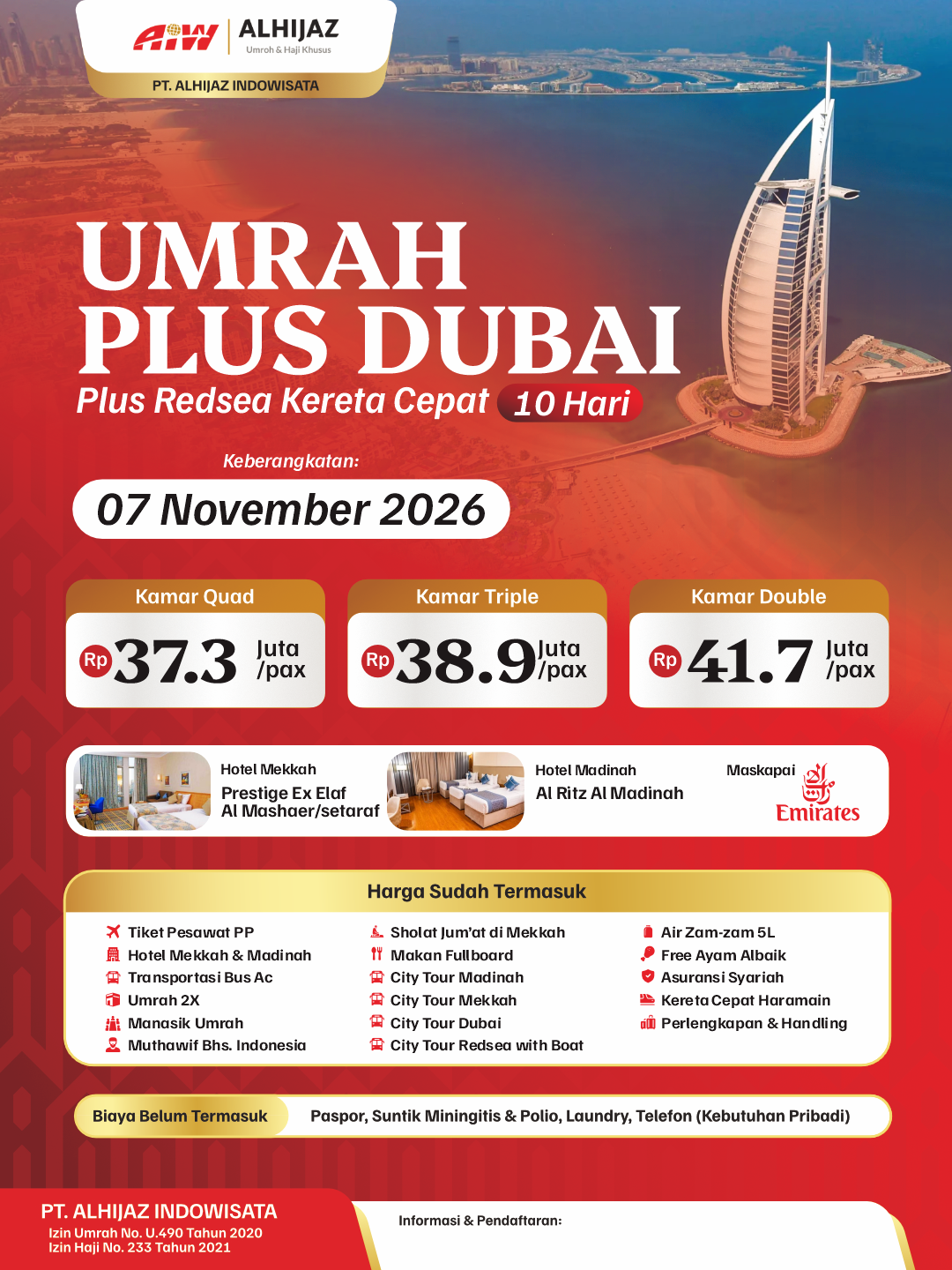 PLUS DUBAI+REDSEA 10HR (KERETA CEPAT)