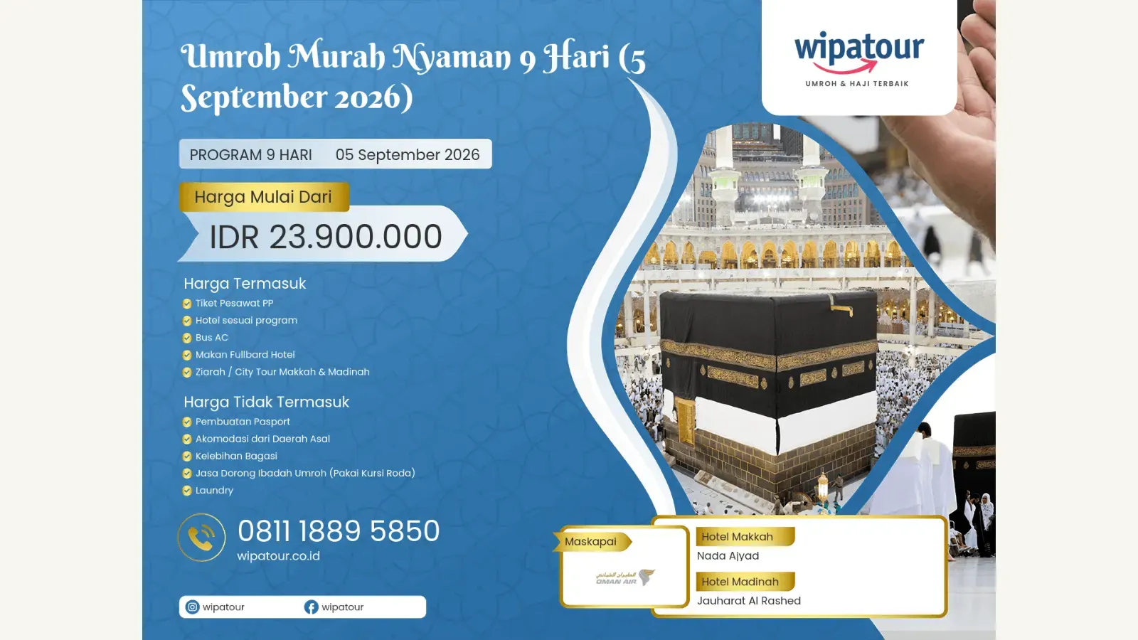 Umroh Murah Nyaman 9 Hari (5 September 2026)